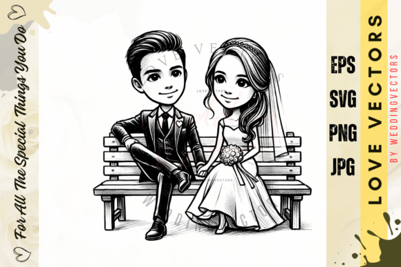 C4980: Wedding Couple & Love Vectors
