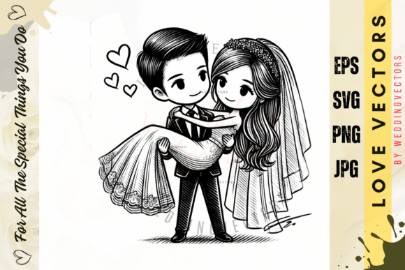 Capturing Timeless Romance with Wedding Couple and Love Vectors - C4584