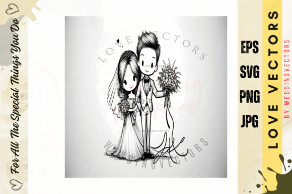 Celebrating Connection with Wedding Couple and Love Vectors - C4626