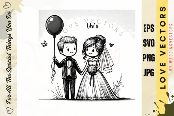 Elegant Simplicity: Exploring Wedding Couple and Love Vectors - C4957