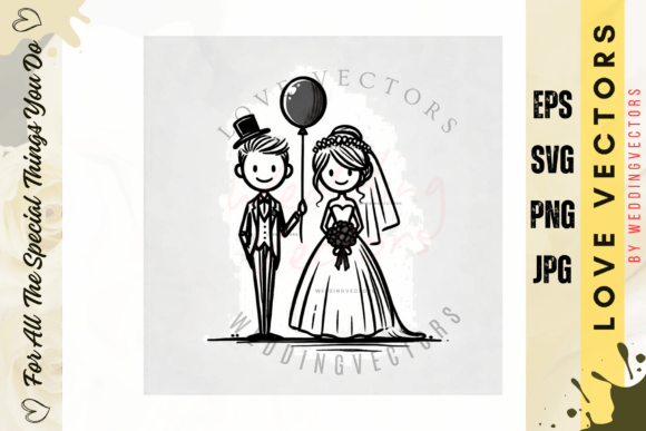 Elegant Simplicity: Exploring Wedding Couple and Love Vectors - C4503