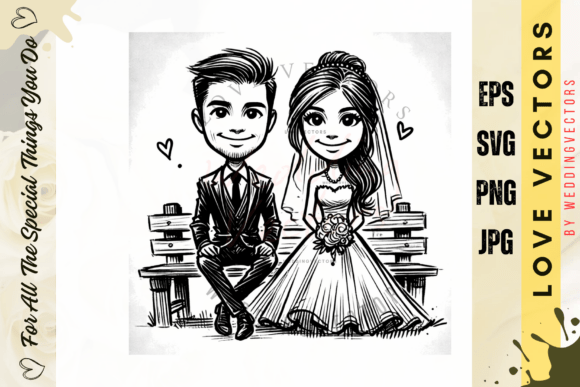 Elegant Wedding Couple and Love Vectors: The C4965 Collection