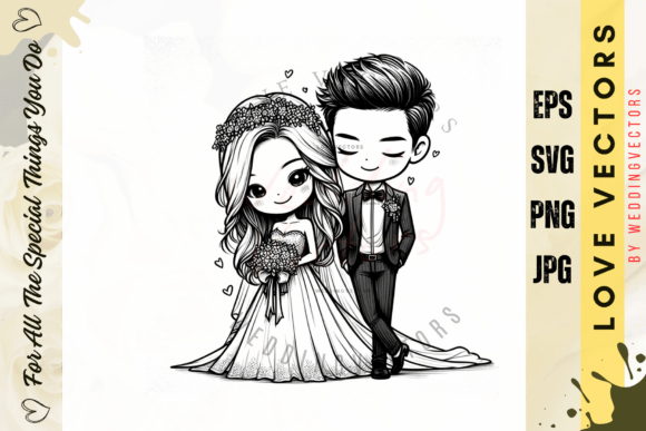 Elevate Your Designs with Wedding Couple and Love Vectors - C4945