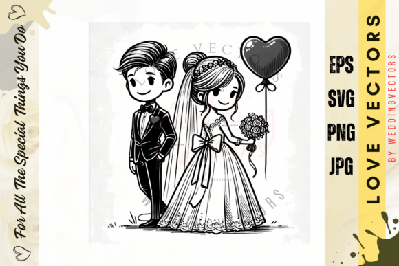 Elevate Your Designs with Wedding Couple and Love Vectors - C4873