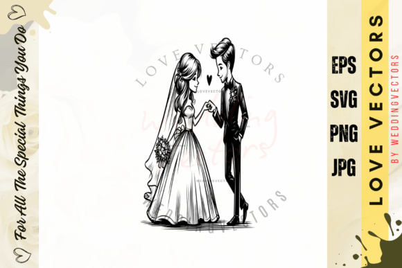 Wedding Couple and Love Vectors - C4391: Modern Romance in Design