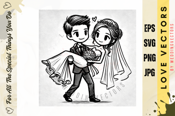 Wedding Couple and Love Vectors - C4644: Elegant Romance
