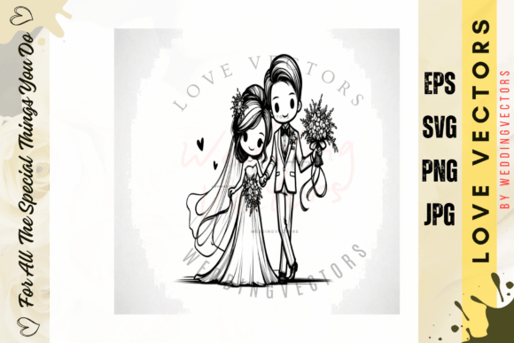Wedding Couple and Love Vectors - C4732: Elegance in Every Detail
