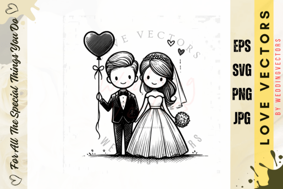 Wedding Couple and Love Vectors - C4899: Elegant Art for Timeless Designs