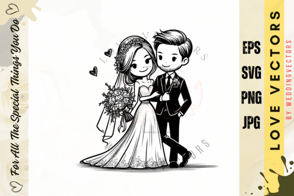 Wedding Couple and Love Vectors - C4975: Elegant Romance