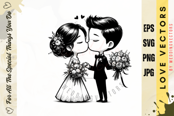 Wedding Couple and Love Vectors - C5006: Capturing Matrimonial Bliss in Vector Art