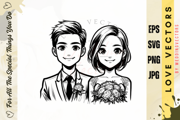 Wedding Couple and Love Vectors - C5014: A Curated Collection for Your Announcement