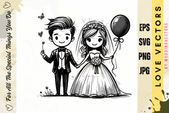 Wedding Couple and Love Vectors: Editorial Romance in C4713